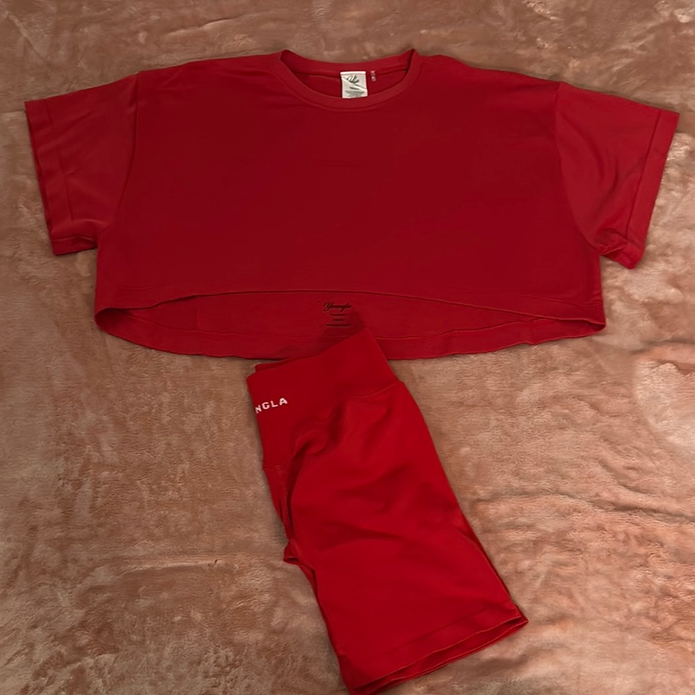 Red Crop Top and Shorts Set